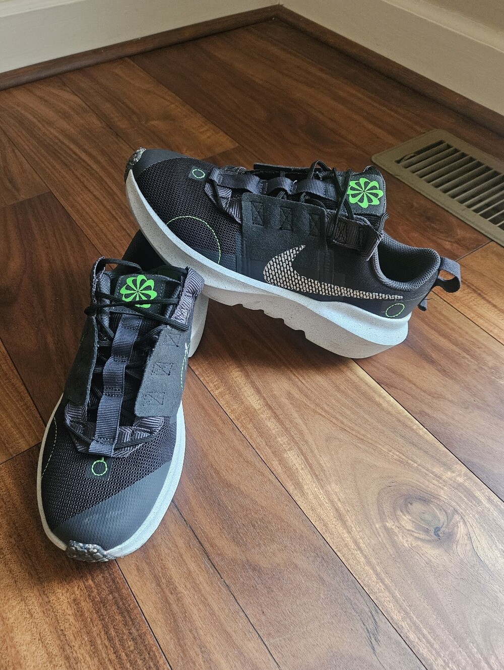 Nike Kids Black Sneakers with Neon Green Accents